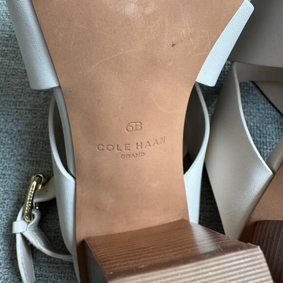 COLE HAAN Women's Cynthia Block Heel Sandal Leather Pumice Stone/Brown Sz 6 - Picture 9 of 13